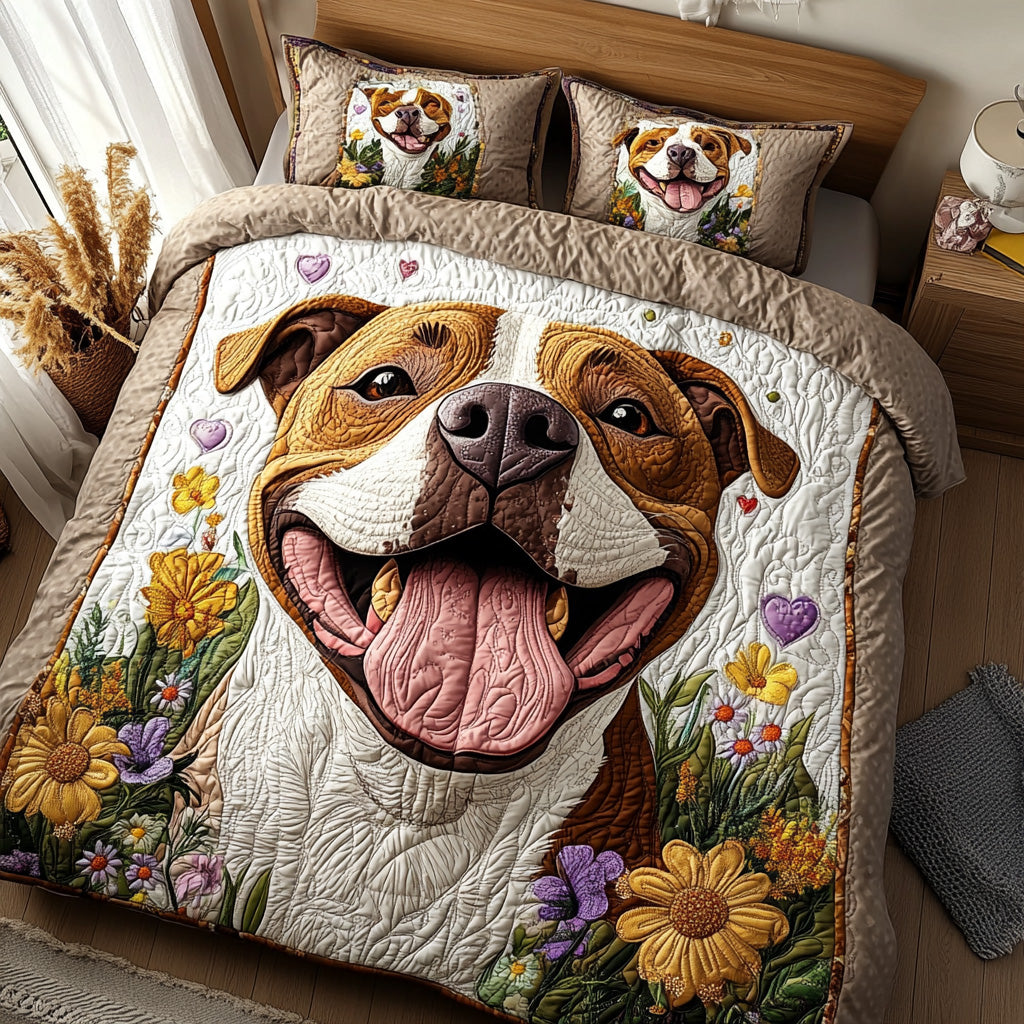 Patchwork Pit Quilted Bedding Set Holiday Duvet Covers Great Gifts For Dog Lovers