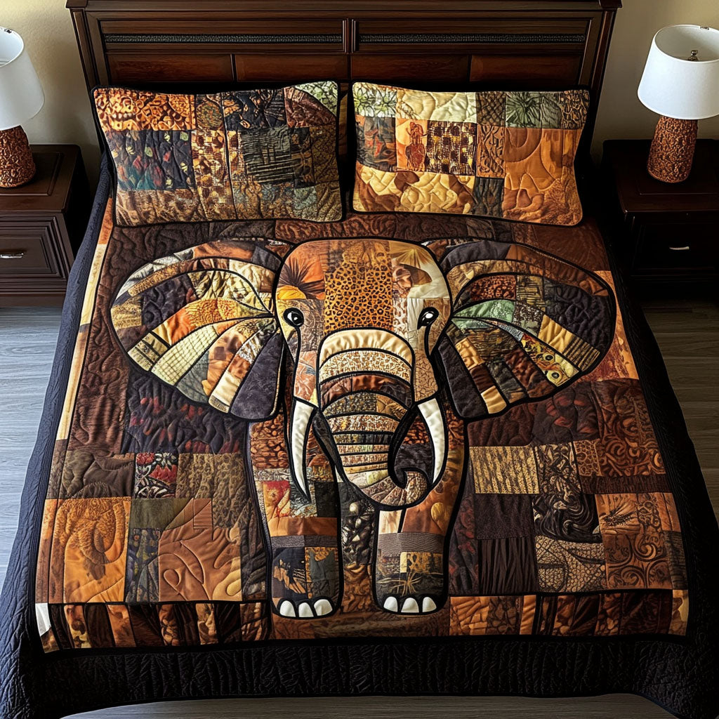 Patchwork Pride Quilted Bedding Set Bed Room Decoration Unique Elephant Gifts