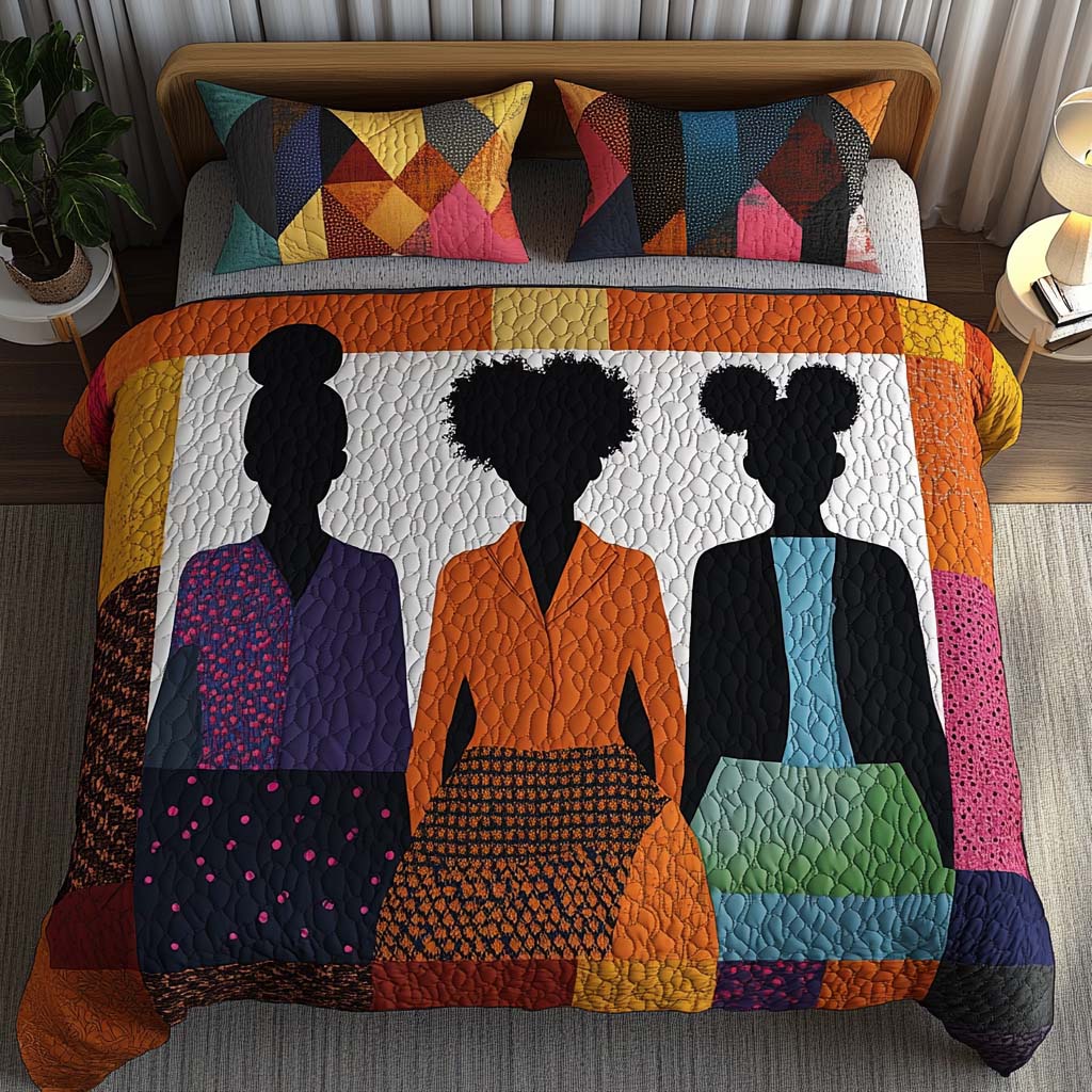 Patchwork Pride Quilted Bedding Set Bedspread Set Black History Month Gifts