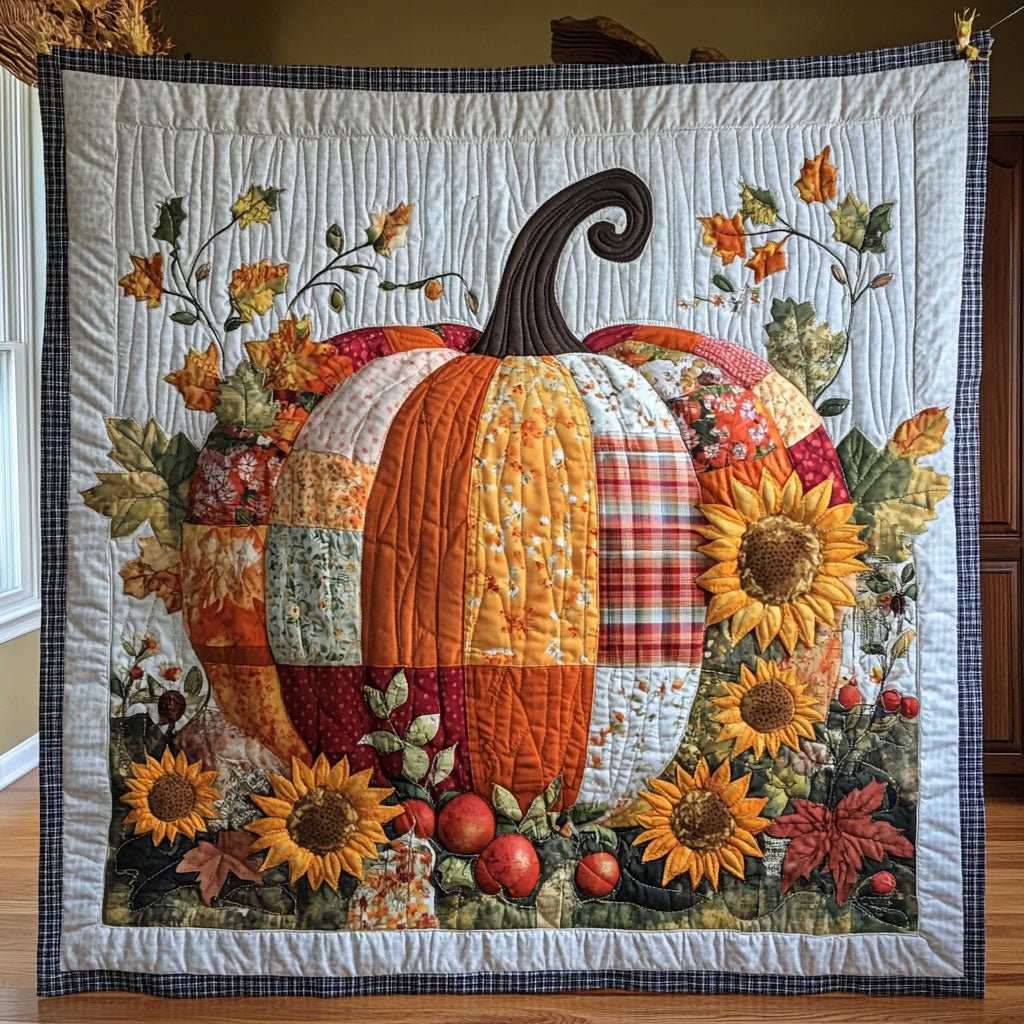 Patchwork Pumpkin Quilt Cozy Quilt Blanket for Winter Relaxation
