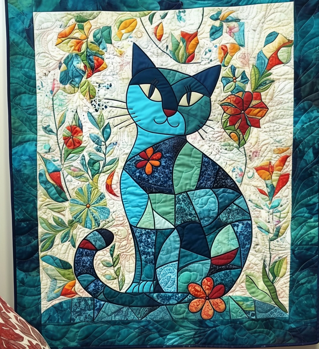 Patchwork Purrfection Quilted Blanket Novelty Gifts For Cat Lovers