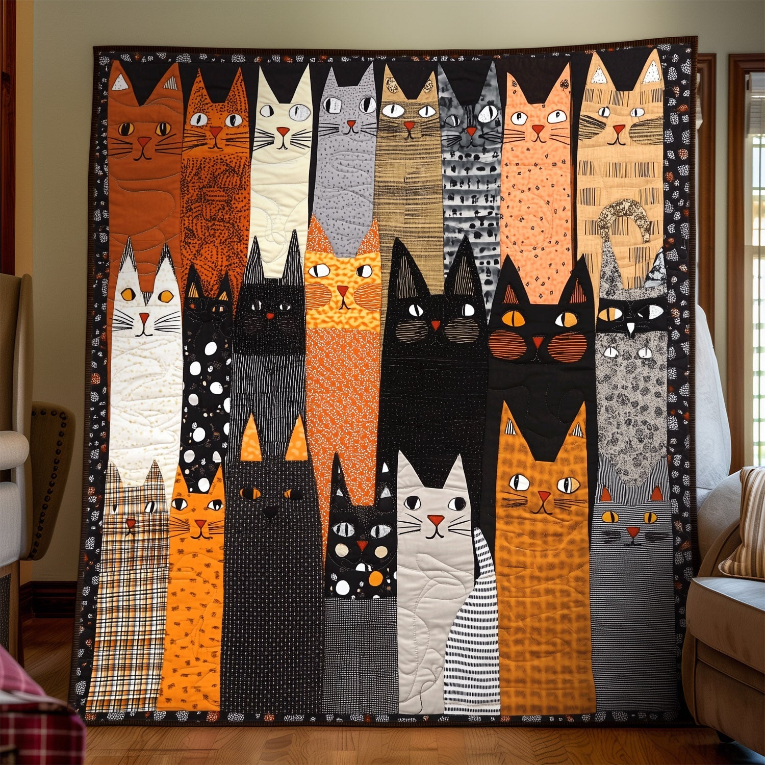 Patchwork Purrs Quilted Blanket Novelty Gifts For Cat Lovers