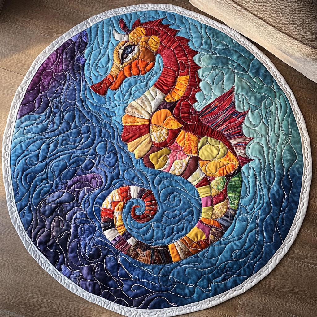 Patchwork Quilted Round Mat Door Entrance Decor Presents For Sea Lovers