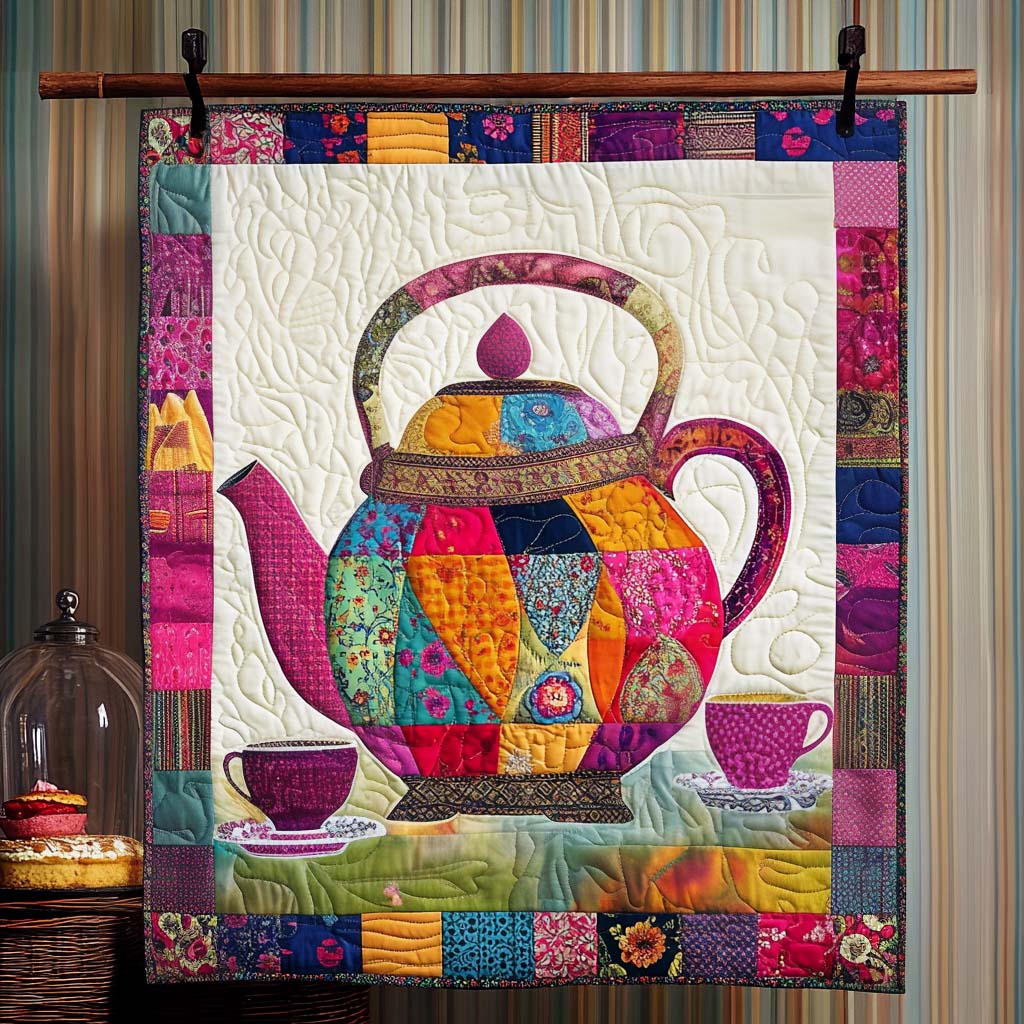 Patchwork Teapot Quilted Blanket Christmas Gifts For Grandparents