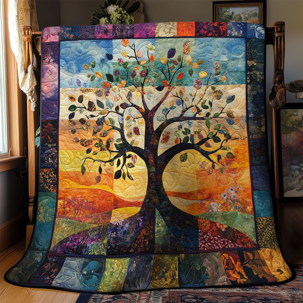 Patchwork Tree Of Life Quilt Blanket Best Throw Blanket First Time Mom Christmas Gifts
