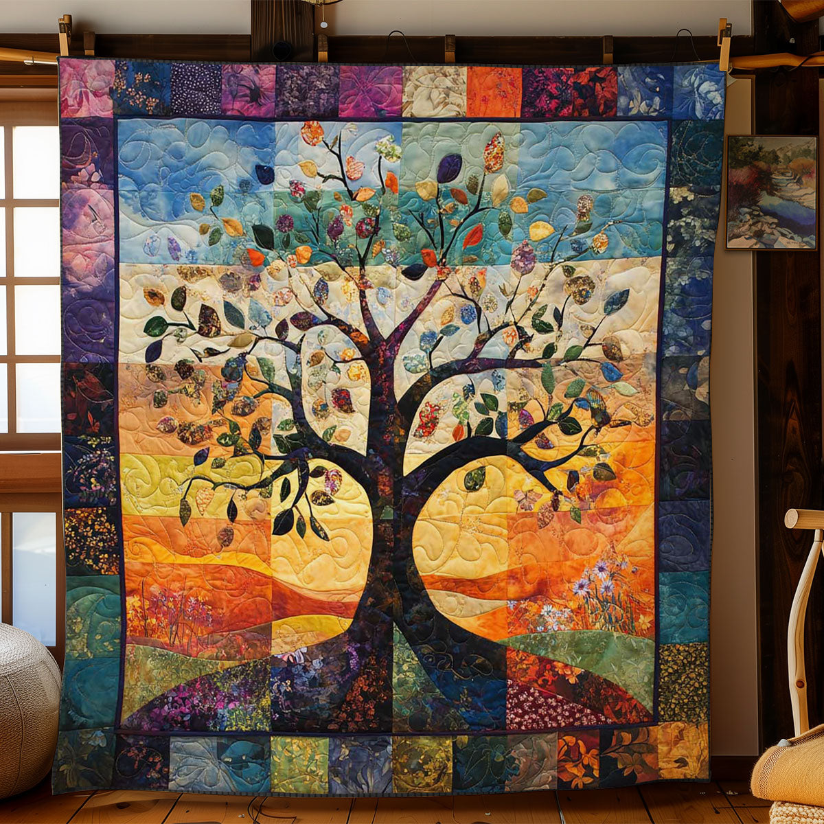 Patchwork Tree Of Life Quilt Blanket Best Throw Blanket First Time Mom Christmas Gifts