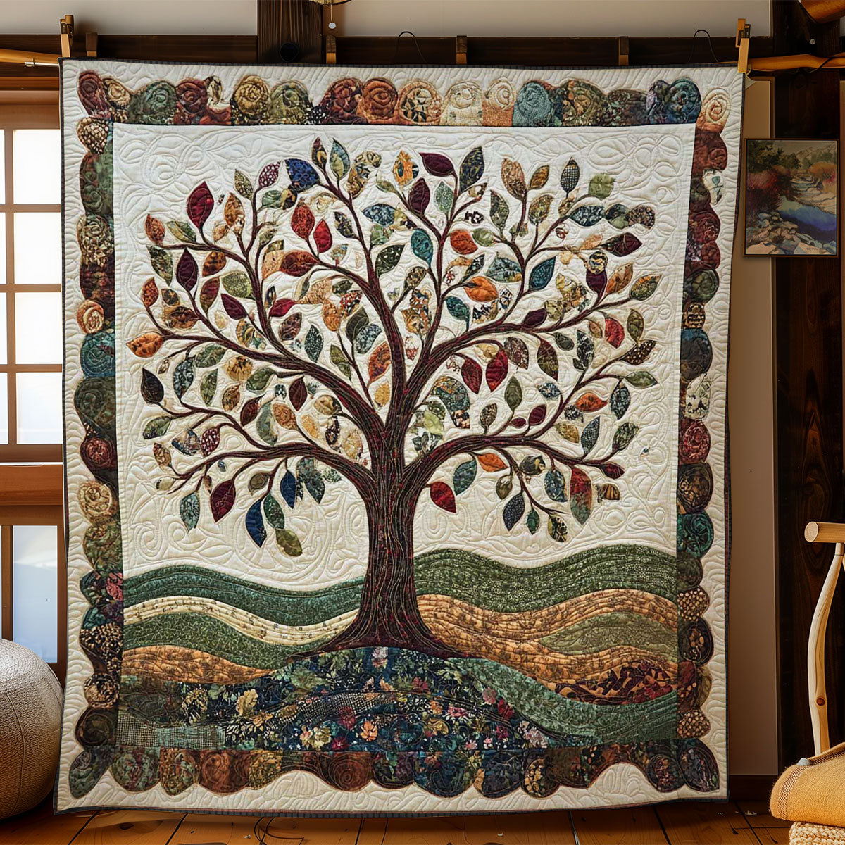 Patchwork Tree Of Life Quilt Soft Quilt Blanket Gift to Warm Hearts