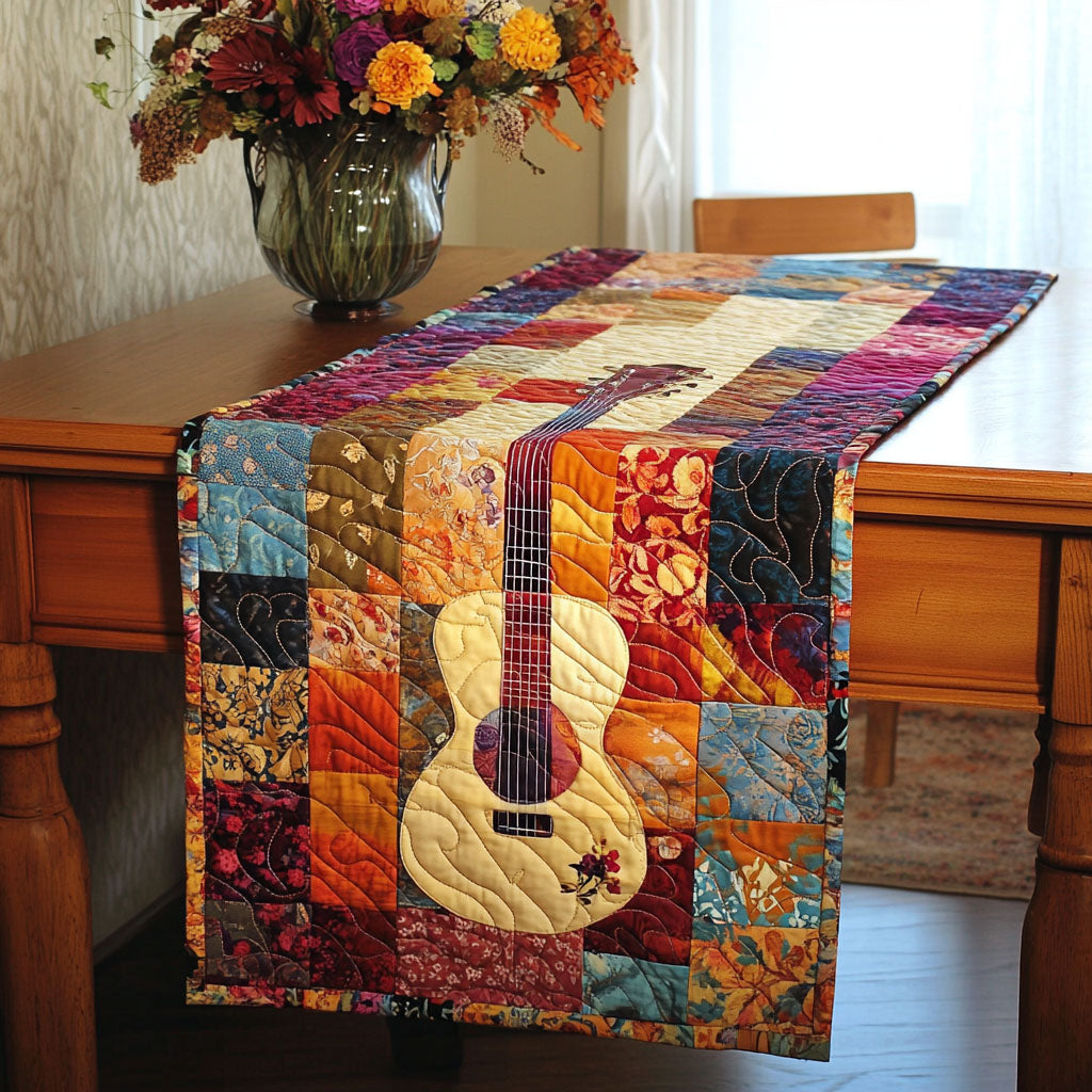 Patchwork Tune Quilted Table Runner Dining Table Ideas Best Gifts For Guitar Lovers