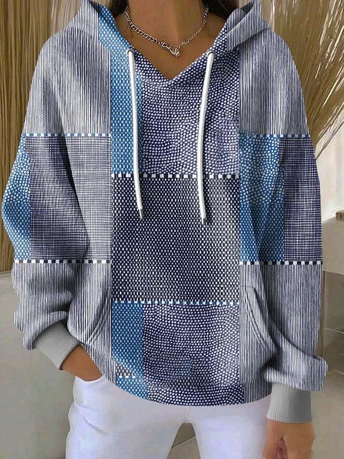 Patchwork Women's Hoodie Color Block Contrast Texture Hoodie Caro Grey Gifts For Her