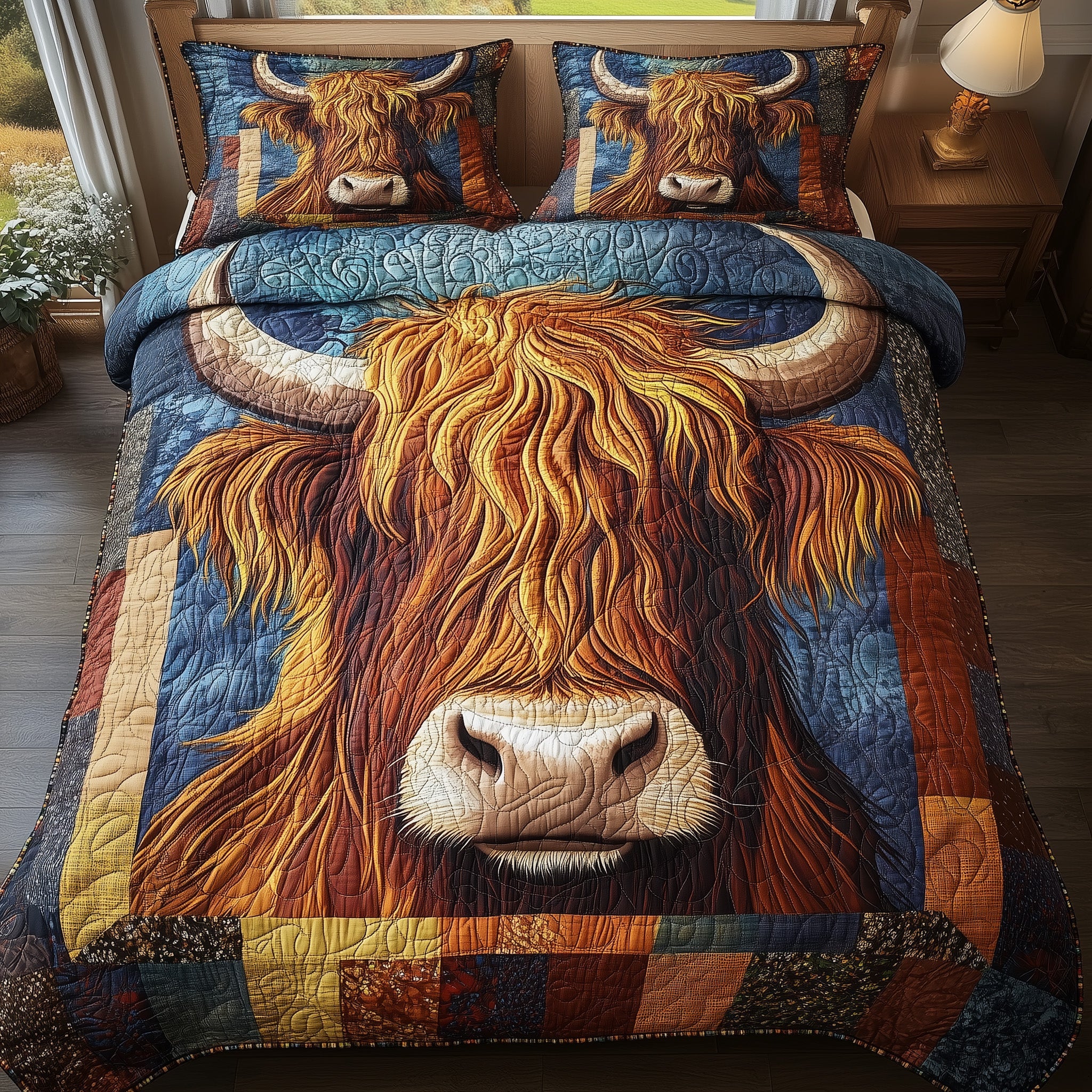 Patchy Moo Quilted Bedding Set Duvet Cover Bedspread Best Gifts For Cow Lovers