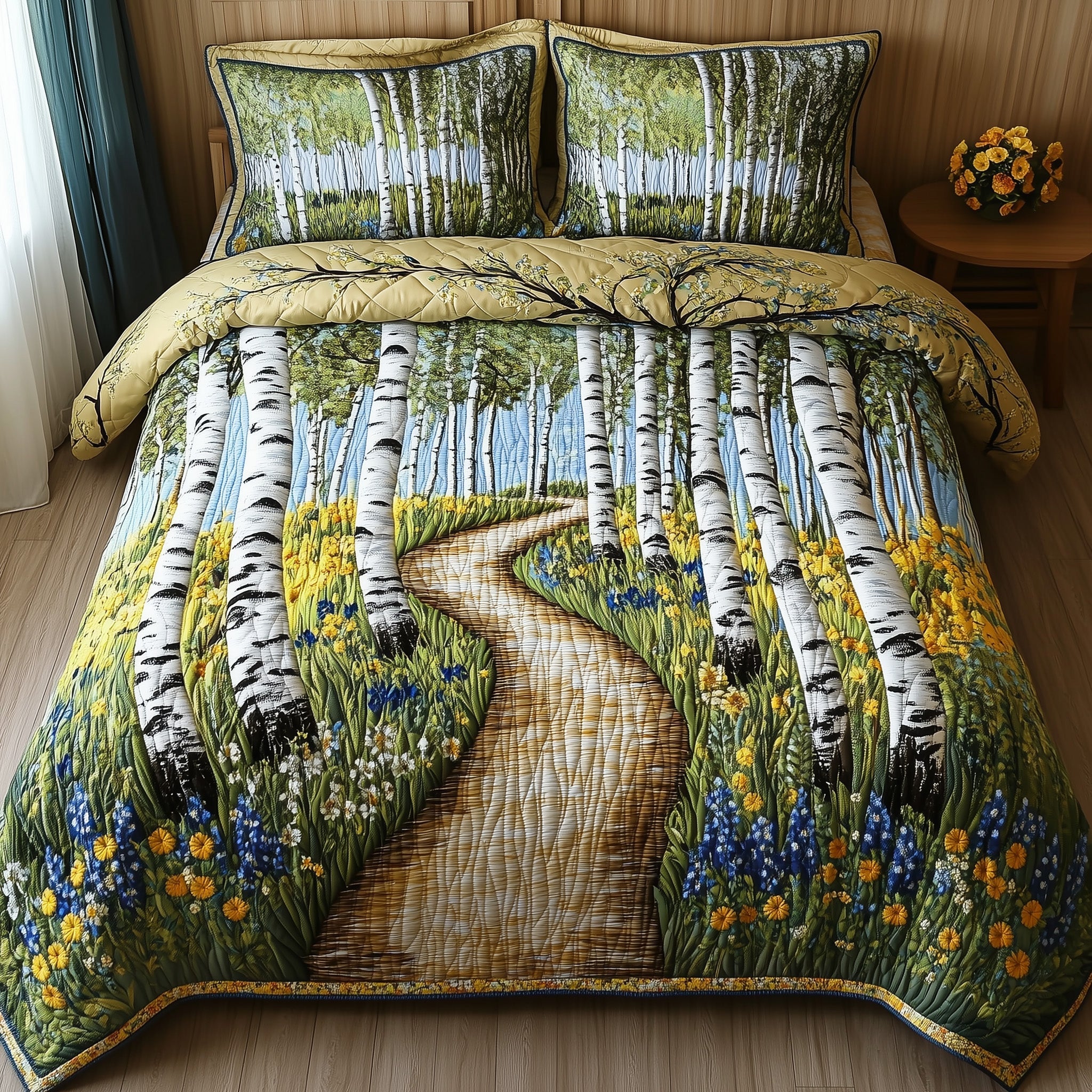 Path of Serenity Quilted Bedding Set Duvet Cover Merchandise Cool Fall Gifts