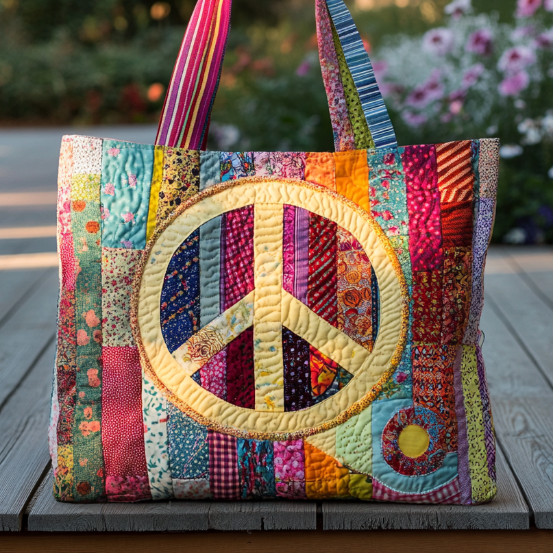 Path to Peace Quilted Tote Bag Birthday Presents For Hippies
