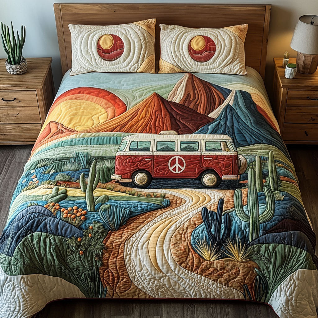 Path to the Horizon Quilted Bedding Set Best Comforter Sets Birthday Gift For Hippie Friend