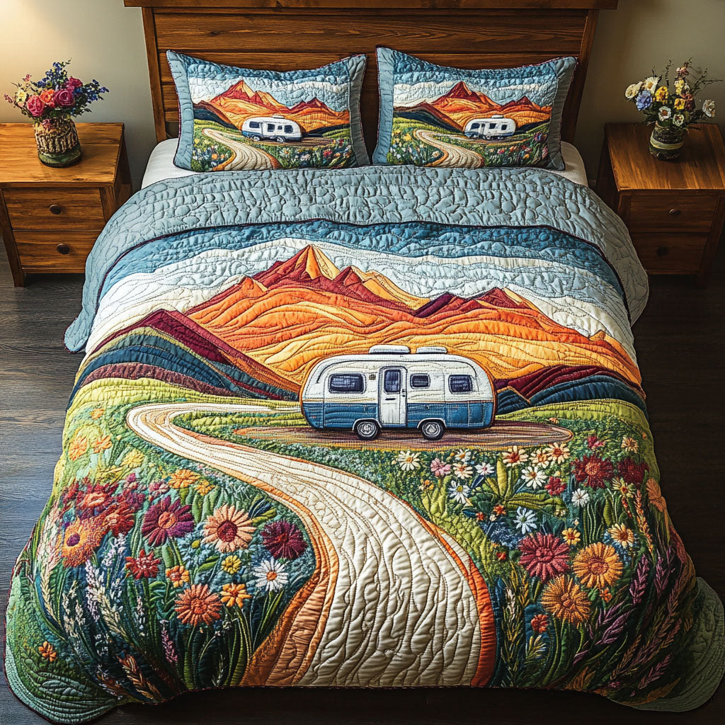 Pathfinder Road Quilted Bedding Set Best Comforter Sets Themed Camping Gifts Items