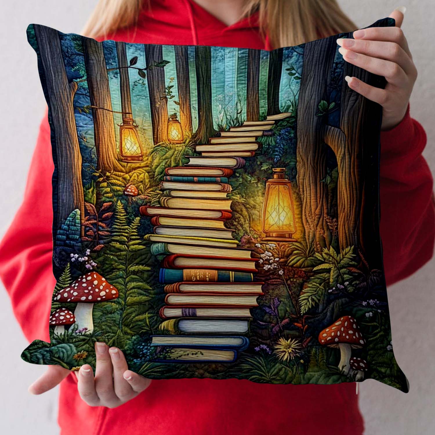Pathway Of Stories Quilted Pillow Case Santa Christmas Pillow Cover