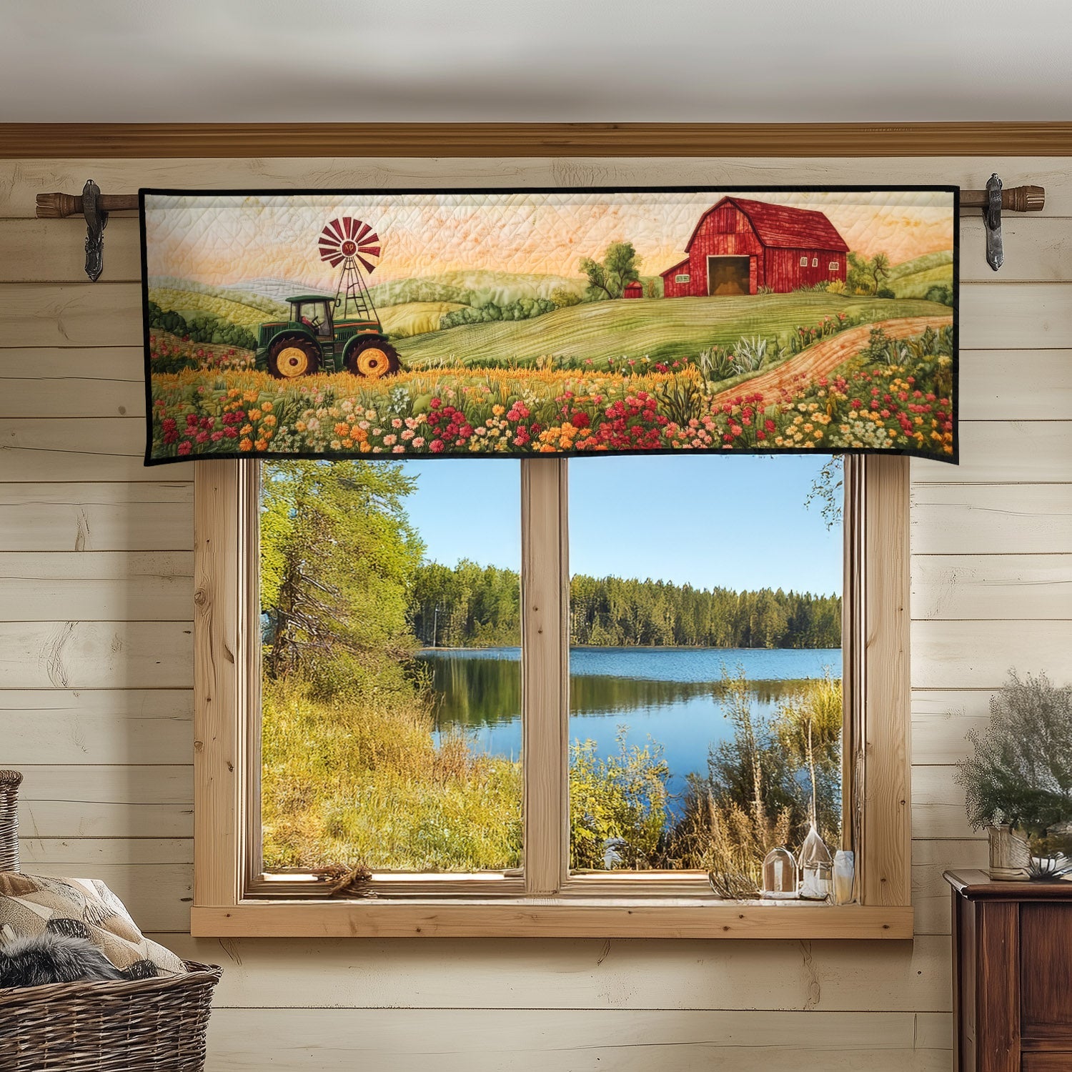 Pathway to the Barn Quilted Valance Dining Room Decor Xmas Gifts For Farmers