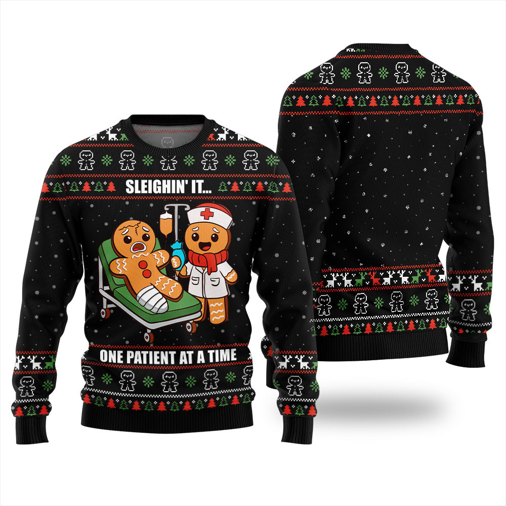 Patient Gingerbread Christmas Sweater Personalized Christmas Sweatshirt Gift for Family
