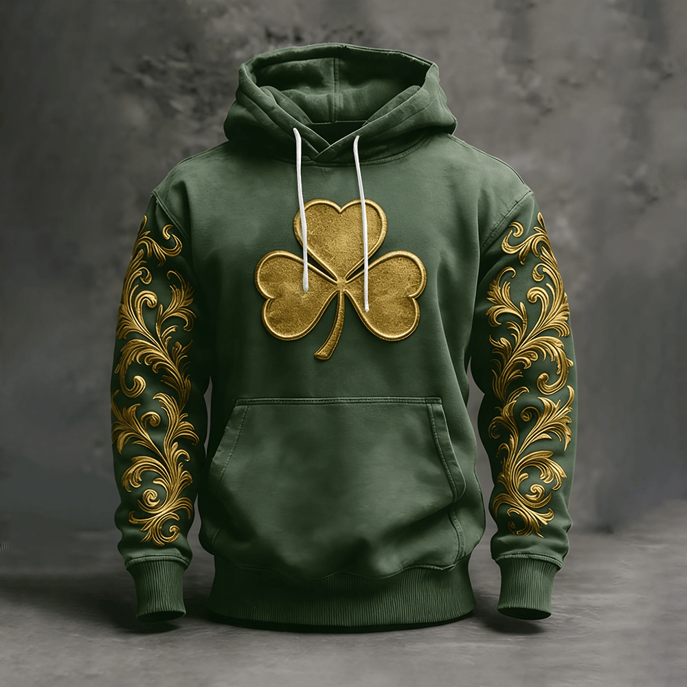 Patrick's Day Golden Shamrock Art Hoodie St Patrick's Day 2026 Hooded Sweatshirt