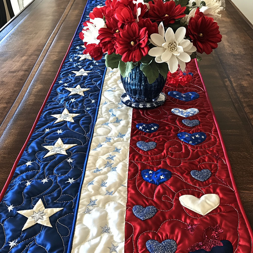 Patriot Bowline Quilted Table Runner Dining Table Decor Ideas Patriotic Gifts For Her
