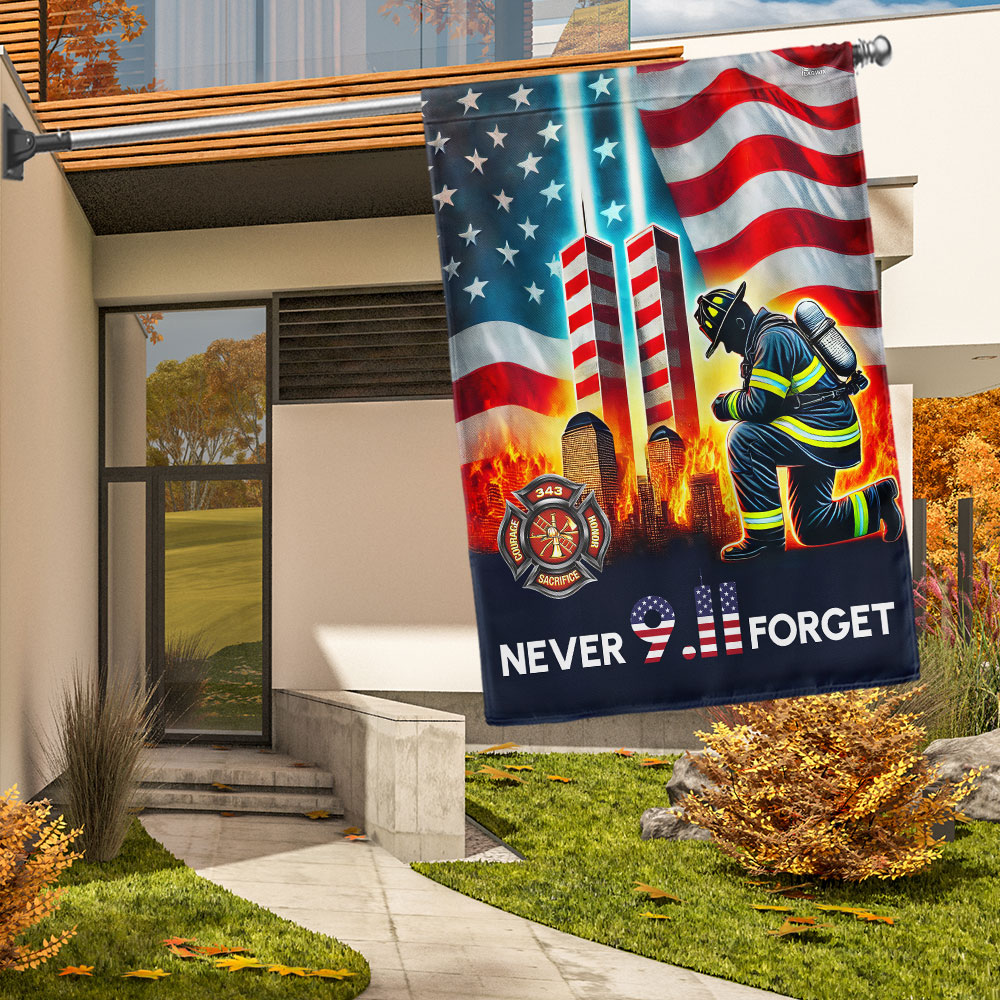 Patriot Day 911 Never Forget Firefighter Twin Tower American Flag