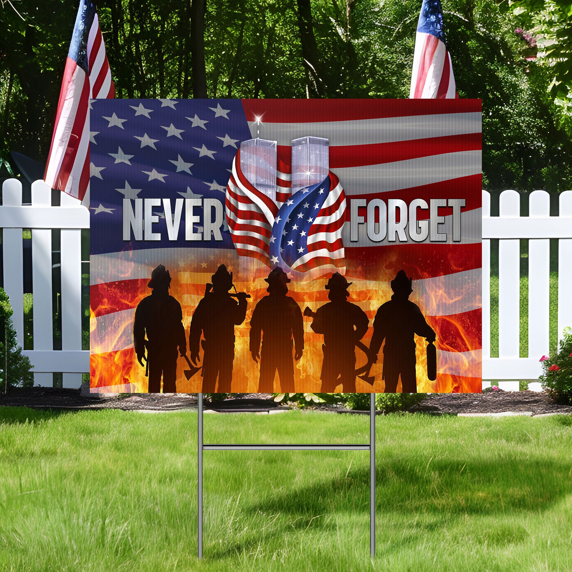 Patriot Day September 11th Never Forget 9 11 Twin Tower Memorial Yard Sign