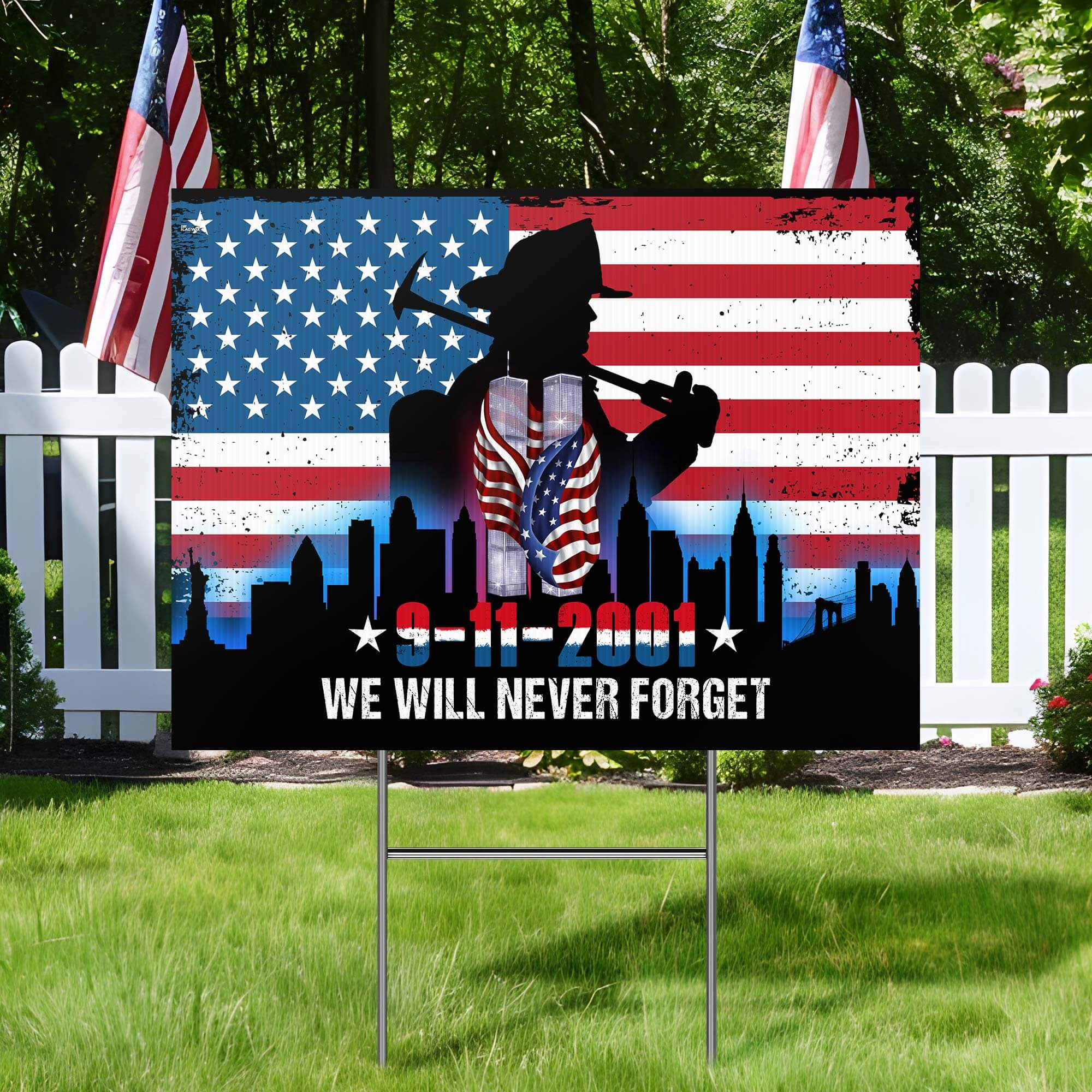 Patriot Day We Will Never Forget 911 American Yard Sign