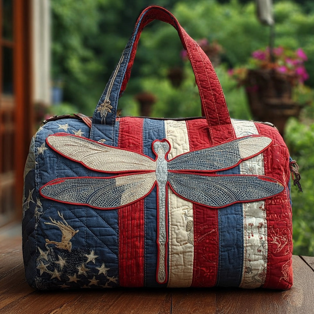 Patriot Dragonfly Quilted Duffle Bag Gift For Him