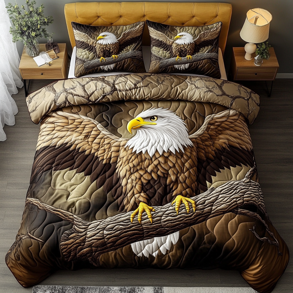Patriot Eagle Quilted Bedding Set Best Bed Sheet Set Bald Eagle Gifts For Chrismas