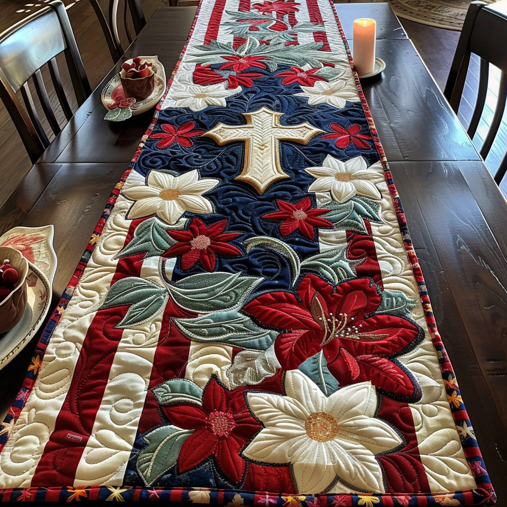 Patriot Faith Quilted Table Runner Dining Room Table Decor Patriotic Presents