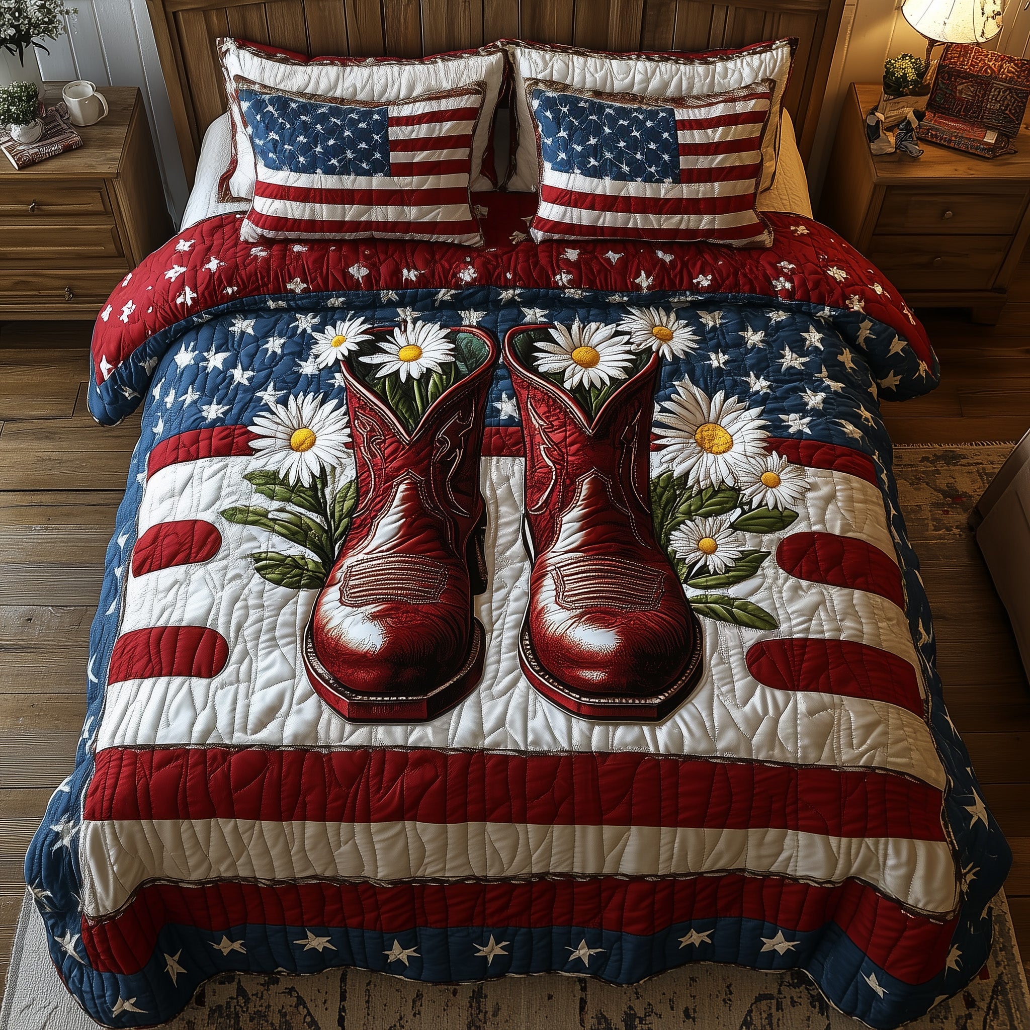 Patriot Floral Boost Quilted Bedding Set Duvet Cover Merchandise Meaningful Graduation Gifts