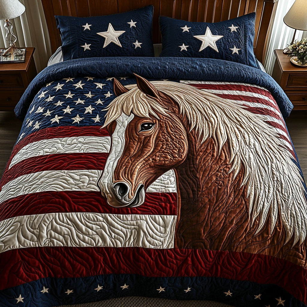 Patriot Gallop Quilted Bedding Set Best Comforter Sets Equestrian Gifts For Christmas