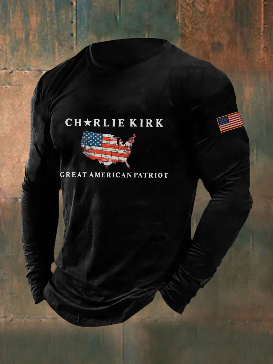Patriot Long Sleeve T Shirt Black Freedom Shirt Charlie Kirk Wore
