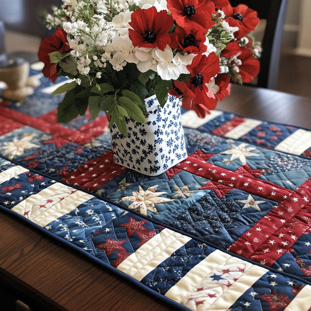 Patriot Path Quilted Table Runner Elegant Holiday Table Runners Patriotic Christmas Gifts