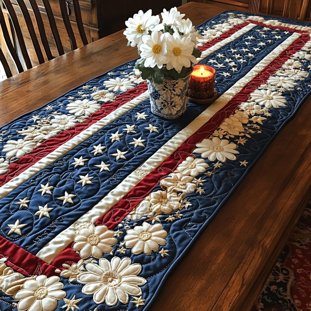 Patriot Pride Quilted Table Runner Dining Room Decor Patriotic Gifts For Women