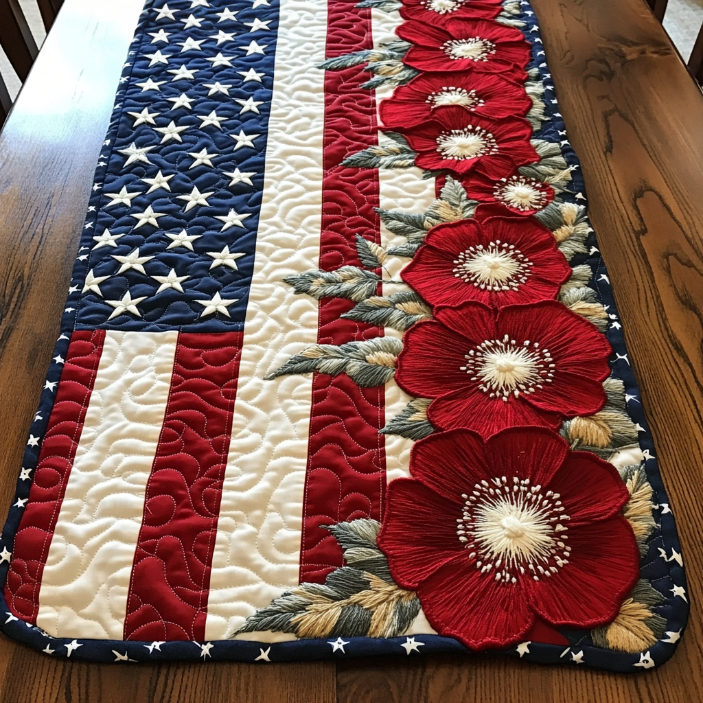 Patriot Pride Quilted Table Runner Holiday Table Throw Gifts For A Patriotic Person