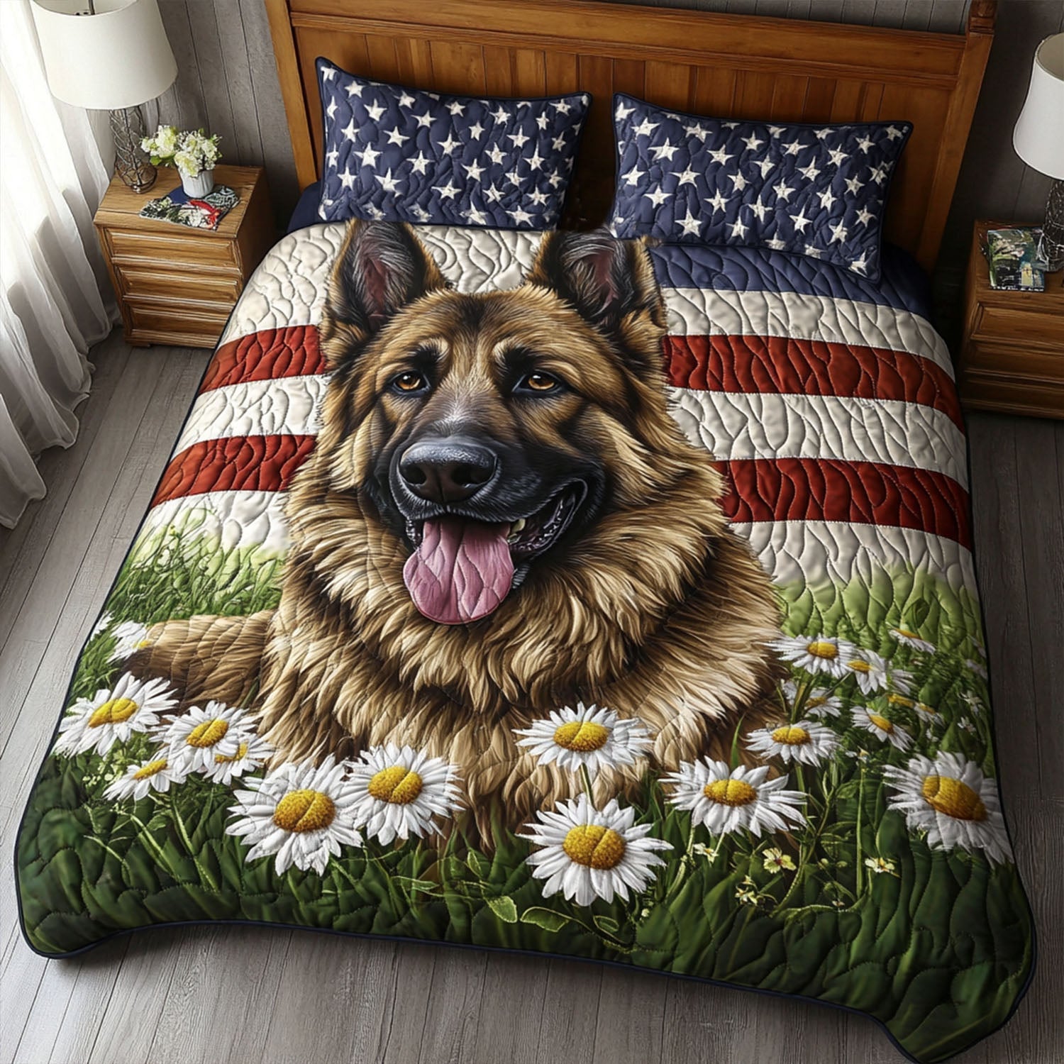 Patriot Pup Quilted Bedding Set Special Home Gift Idea for Comfortable Living