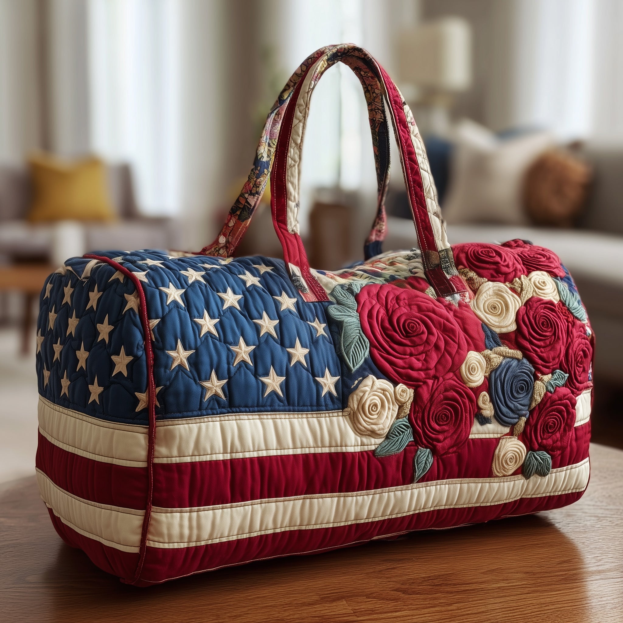 Patriot Rose Quilted Duffle Bag Daily Essentials Organizer