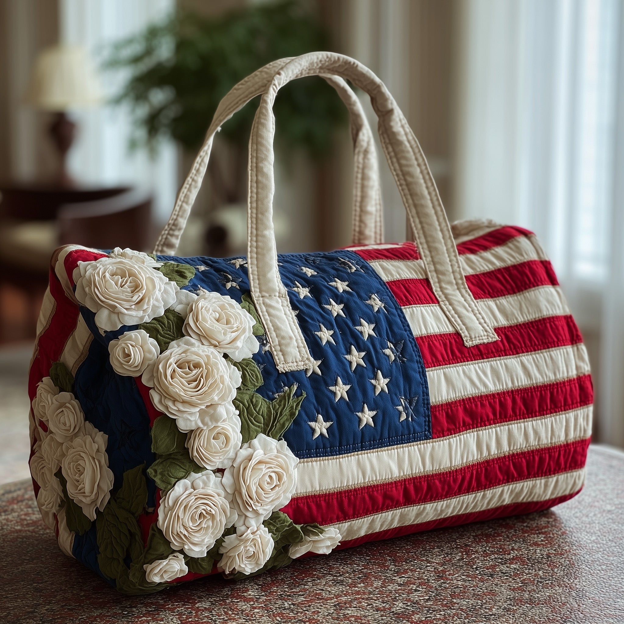 Patriot Rose Quilted Duffle Bag For Office And Campus