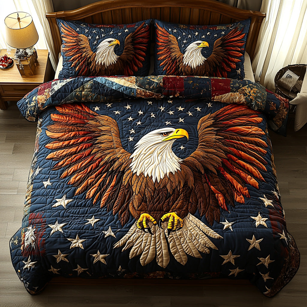 Patriot Sky Quilted Bedding Set Luxury Bedding Set with Pillow Covers Included