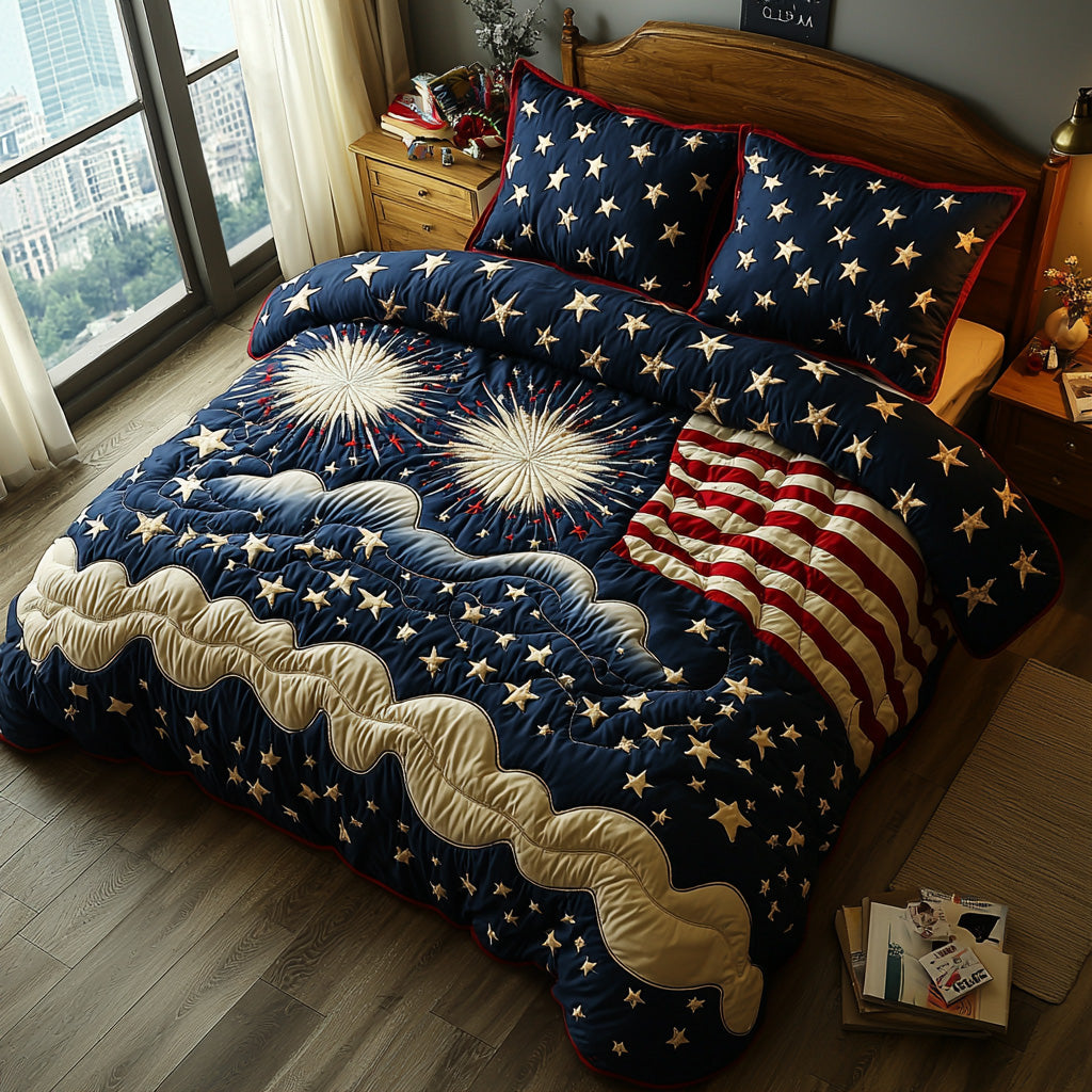 Patriot Spark Quilted Bedding Set Patriotic Bedroom Decor Family Christmas Presents