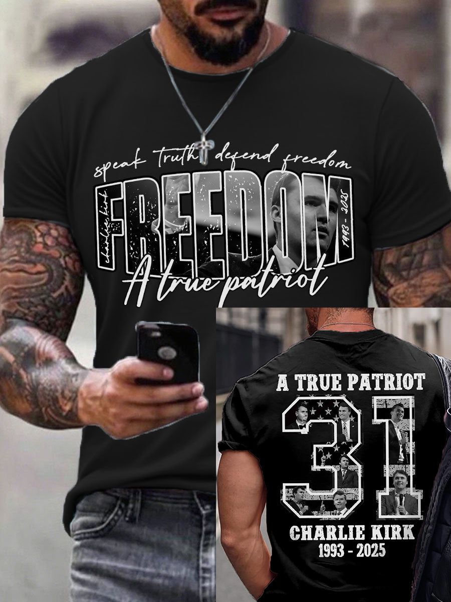 Patriot T Shirt Black Charlie Kirk Freedom Clothing