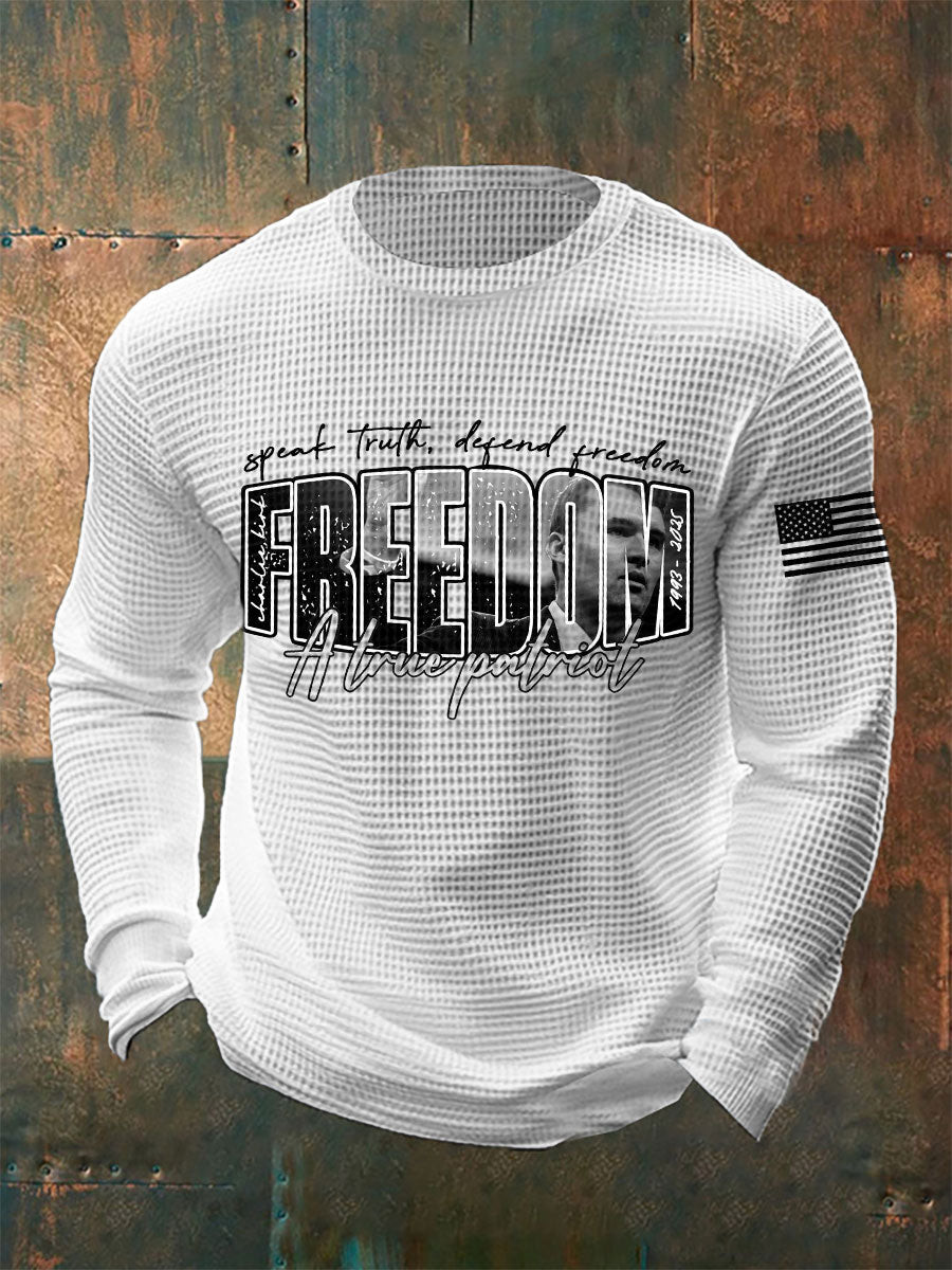Patriot Waffle Long Sleeve T Shirt White Freedom Shirt Charlie Wore