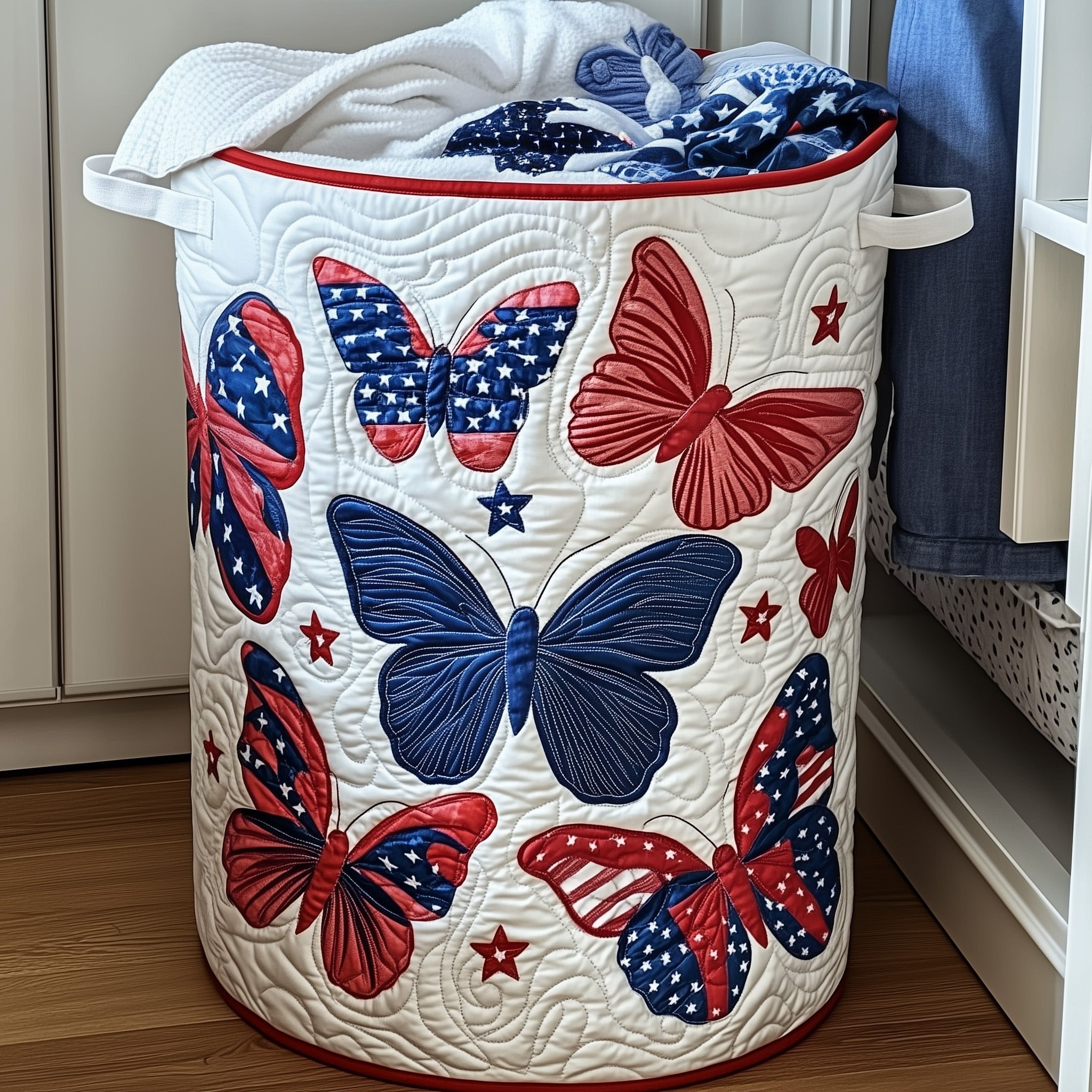 Patriot Wings Quilted Laundry Basket Family Gift Ideas For Christmas