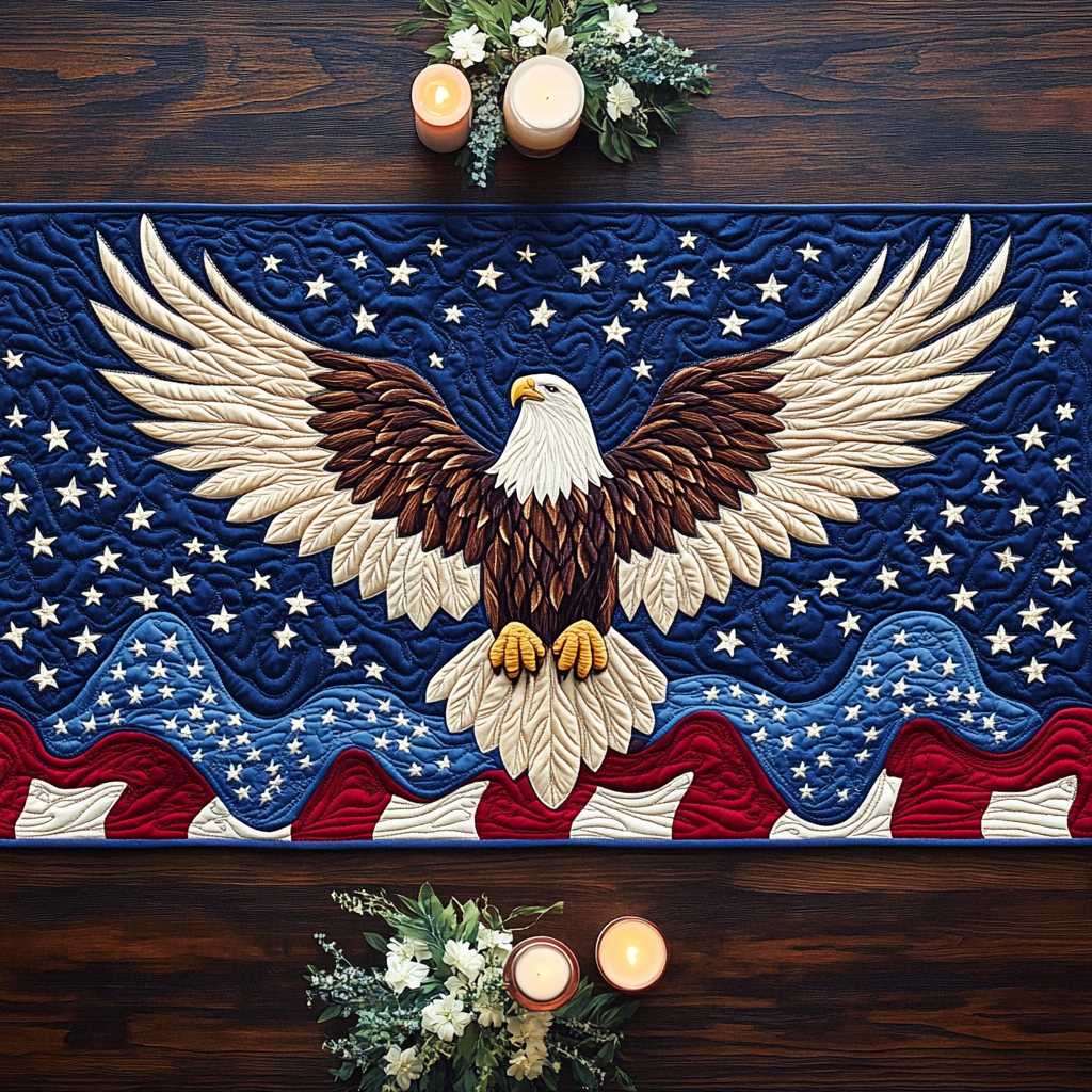 Patriot Wings Quilted Table Runner Dining Room Decor Ideas Patriotic Gift Items