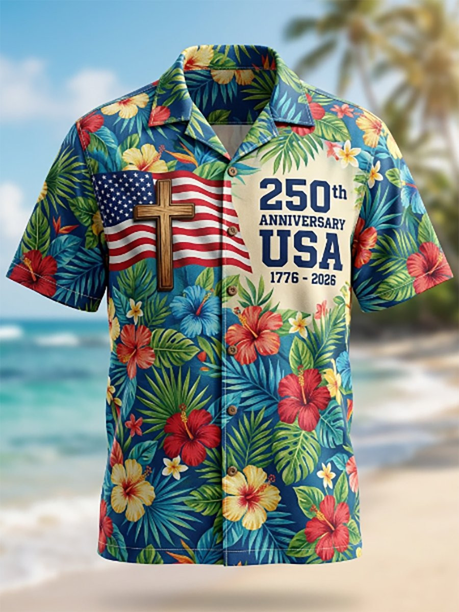 Patriotic 250th Anniversary Hawaiian Shirt In God We Trust Clothing Gifts Ideas
