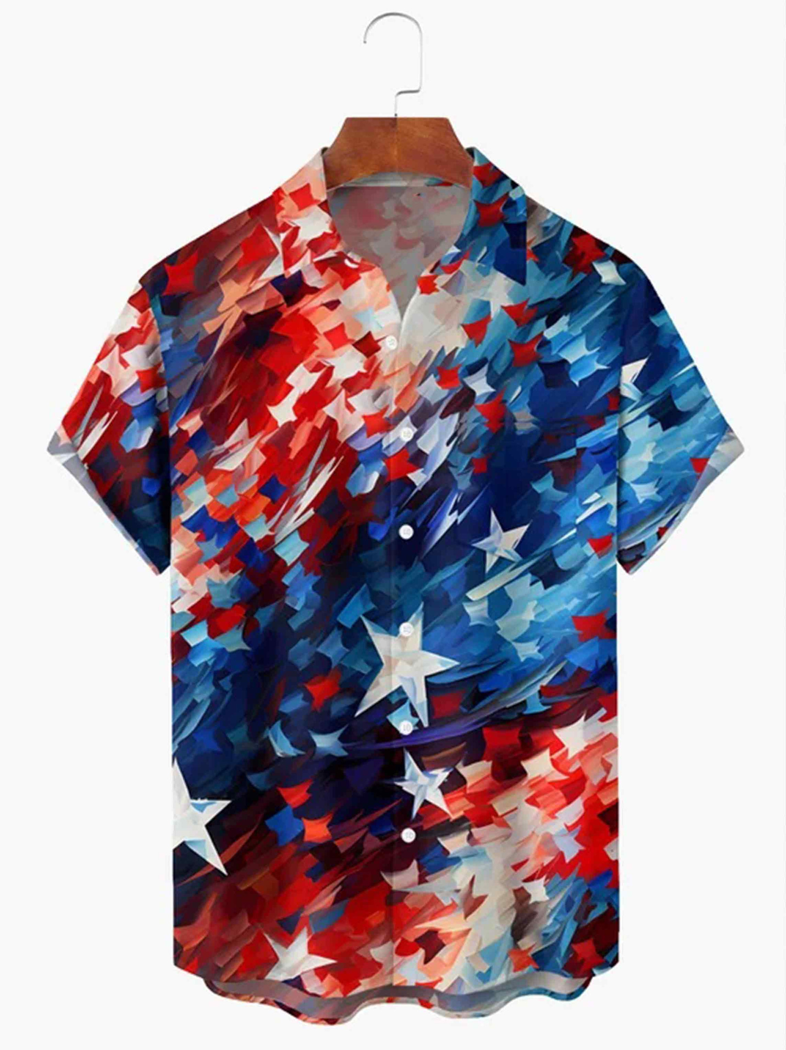 Patriotic Abstract American Flag Button Shirt Best 4Th Of July Clothes Gifts For Him