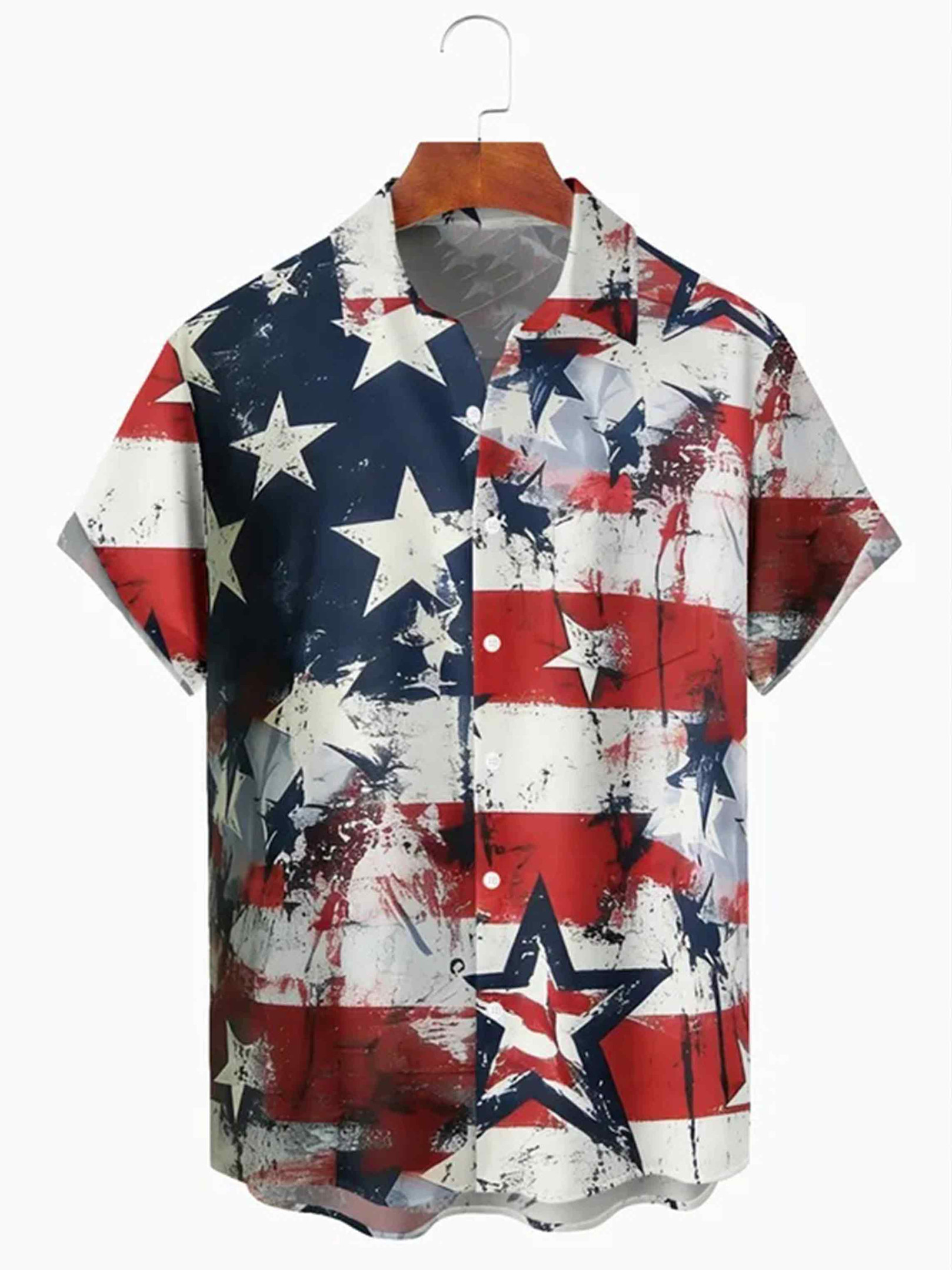 Patriotic Abstract American Flag Button Shirt July 4 1776 2026 Clothes Gifts Ideas