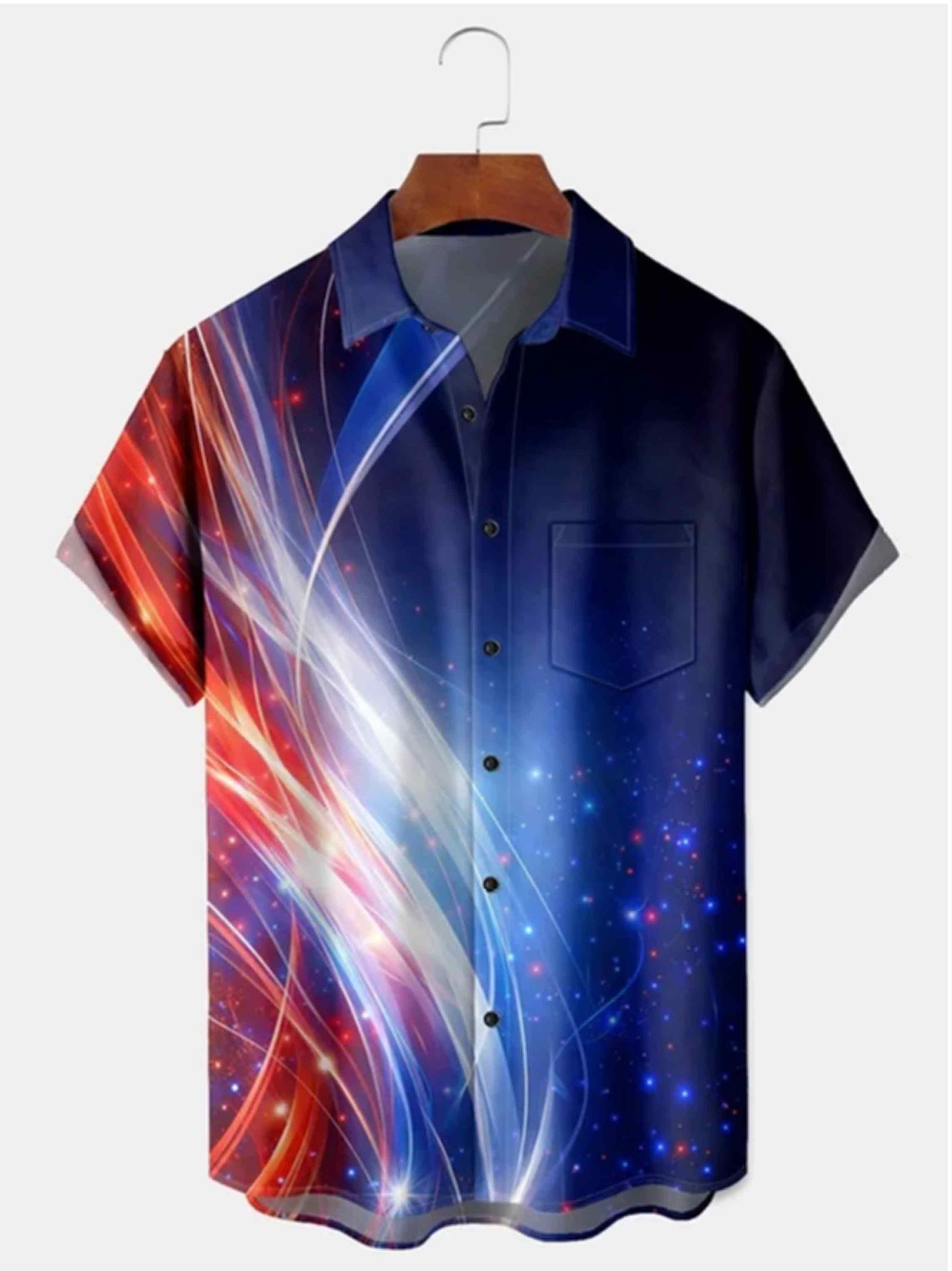 Patriotic Abstract Light Flow Button Shirt 250th Anniversary Clothing Gifts For 4Th Of July