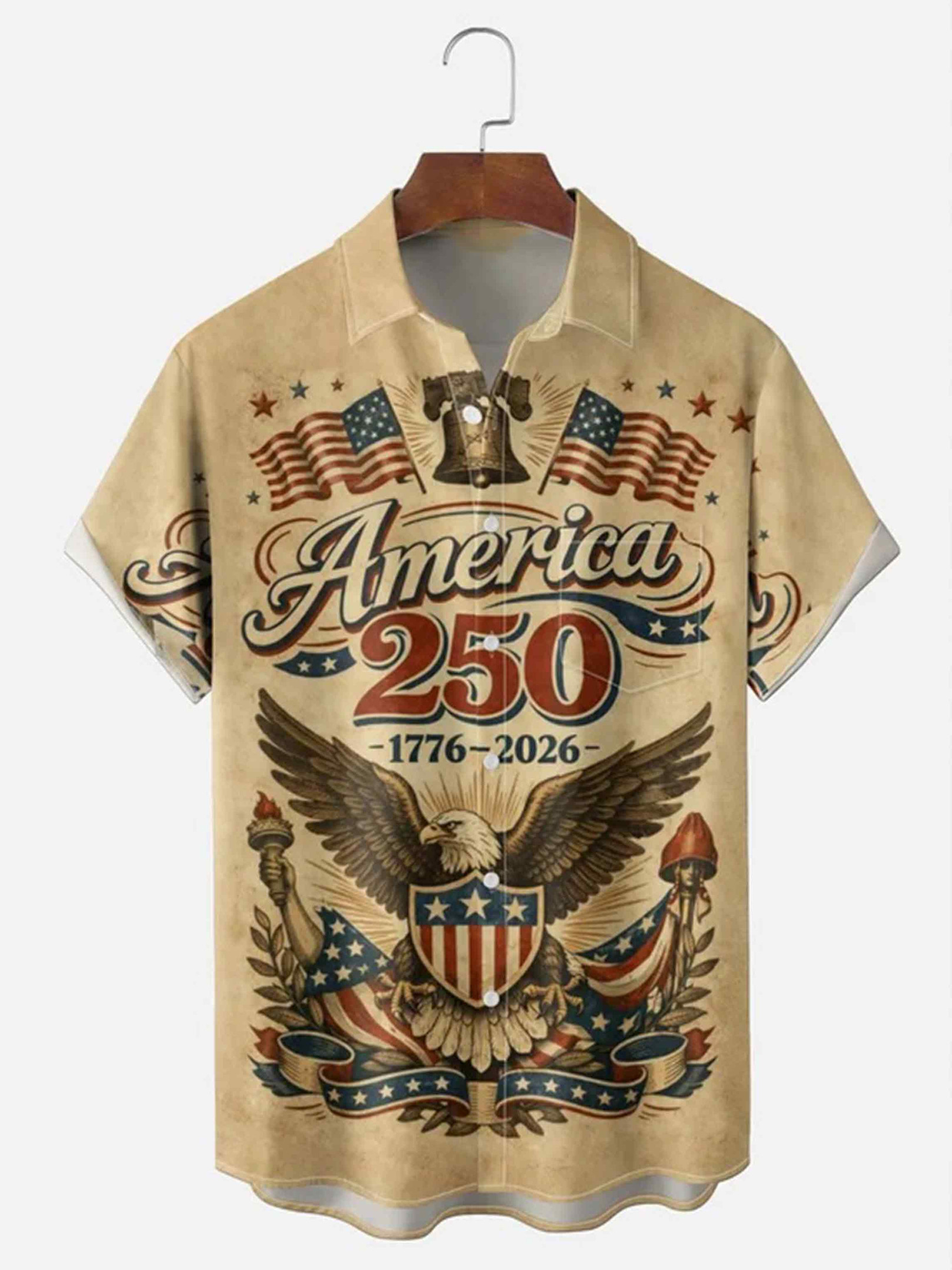 Patriotic America 250 Years Button Shirt 4Th Of July 1776 2026 Clothes Gifts For Him