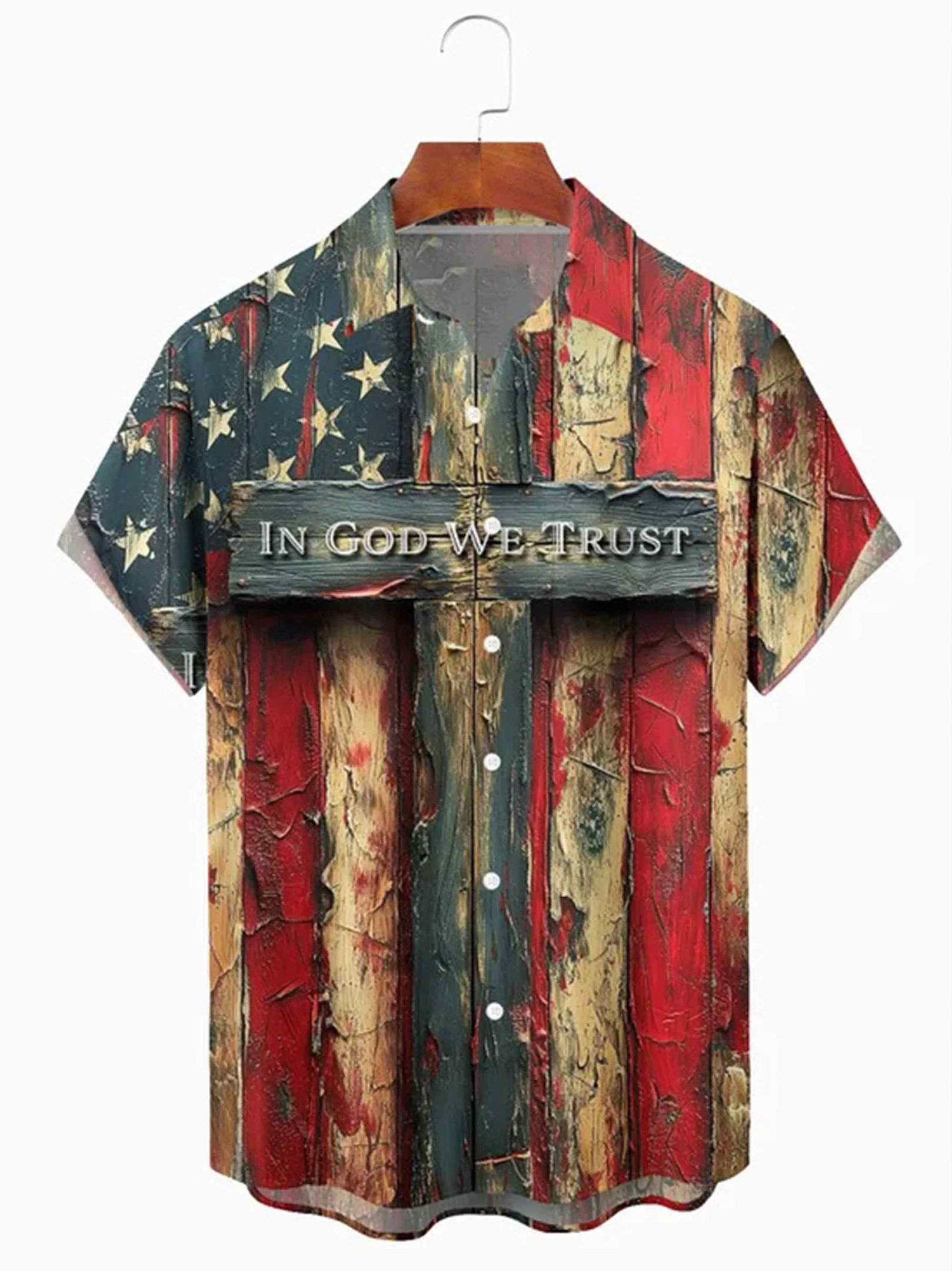 Patriotic American Anniversary Button Shirt In God We Trust Clothes Gifts For Men